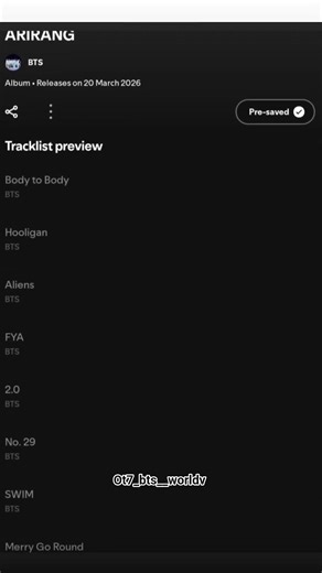 BTS ARIRANG Tracklist Reveal 💜 | Full Album Songs List 🎶 #Shorts #bts #BTS_ARIRANG #kpop #btsfandom