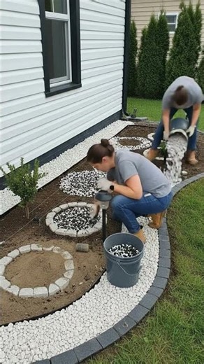 DIY Garden Bed Design: Stone Path & Flower Edging