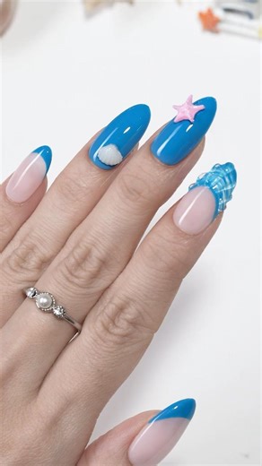 3D Beach Nails Tutorial🐚💙