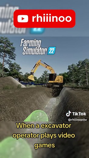Excavator Operator Plays Video Games in Farming Simulator 22