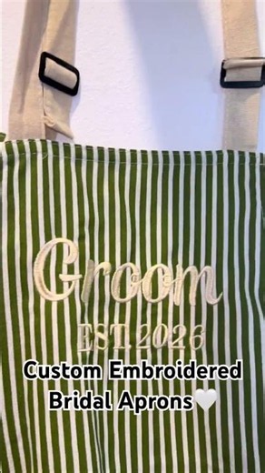Custom Embroidered Bride & Groom Apron Set | Personalized Wedding Gift Idea 🧵