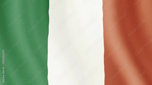 Ireland flag waving on wind seamles loop 3d animation. 4k resolution
