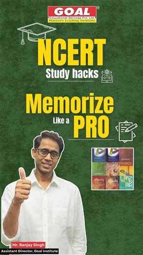 77K views · 335 reactions | Struggling with NCERT memorisation? 勞 Hear from our Hon’ble Assistant Director, Mr. Ranjay Singh, as he shares 4 proven hacks to study smarter! 喙 Watch now and boost your prep!  #NEET2026 #NCERTHacks #28yearsofgoal #goaltheresultfactory #neet #neetaspirants #edtech #medicalstudent Goal Institute Jharkhand | GOAL Educational Services | Facebook