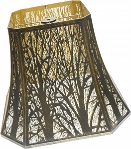 Metal Bell Lamp Shade For Floor Lamp, Large Lampshade Square Cut Corner Lamp Shade For Table Lamp (Spider Fitter), Bronze Gold Tree Pattern, 8" x 14" x 11" H