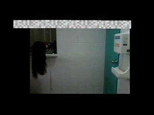Japanese girl holding her poop in the toilet