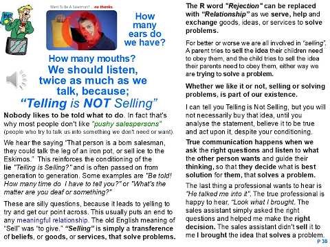 Today is P38-44 Telling is Not Selling RDRC Funday