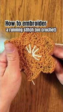 How to embroider a running stitch on crochet