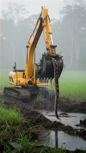 Excavator Operator Discovers Massive Python While Digging Deep Soil #excavator #excavatorheavyequip