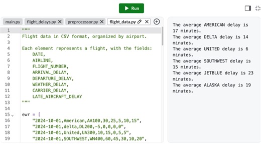 Program design: flight delays