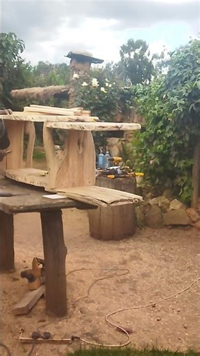 Rustic log console table built