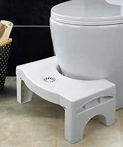 Foldable Toilet Poop Step Stool, 7" Portable Heavy Duty Plastic Squatting Toilet Stool with Non-Slip Pad and Freshener Space, Bathroom Decoration Toilet Potty Stool for Adults - Gifts for Kids Seniors