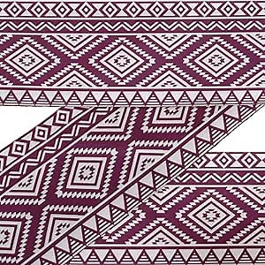 IBA Indianbeautifulart Pink Aztec Geometric Fabric Lace Dressmaking Velvet Trim Tape Printed Sewing Lace 9 Yards 3 Inches