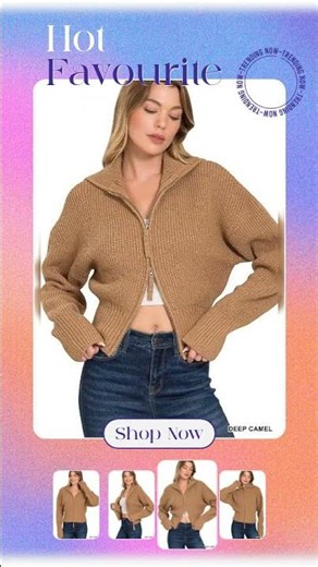 Zenana Ribbed Collared Zip Up Sweater Cardigan