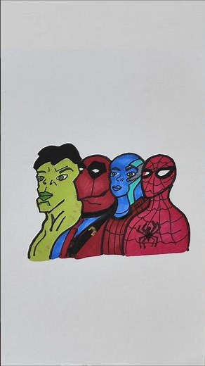 How To Draw Marvel's super Heros Battle-Hulk- Deadpool #spiderman4 #drawing #art #shorts #coloring