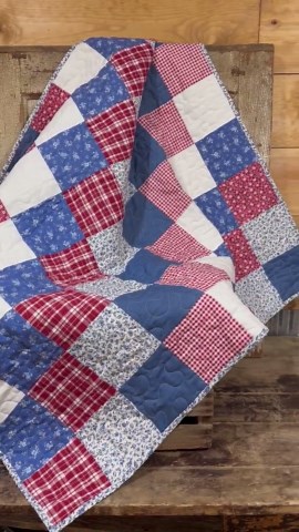 Baby Quilt Gingham, White, Blue Patchwork: Farmhouse Rustic Decor Primitive - Etsy