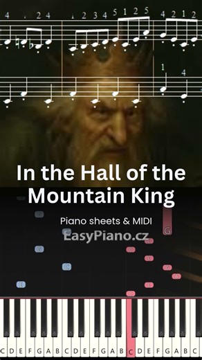 Grieg: In the Hall of the Mountain King EASY (MIDI + synthesia tutorial + piano sheets)