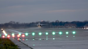 Lakenheath was very busy today and ended with an In-flight Emergency from one of the F-15E Strike Eagles. The hook was deployed to catch the wire and most of the base's fire trucks were standing by. Unfortunately my camcorder decided to lose focus when the hook first hit the ground, but regained it for the connection with the wire. The runway went black (closed) afterwards. The canopy opened and the flight crew exited the aircraft while the emergency services checked over the jet. | Turn 'n' Bur