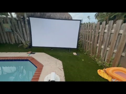 Outdoor projector screen review!Outdoor Projector Screen with Stand: VOOPVOR 120 inch Portable Proje