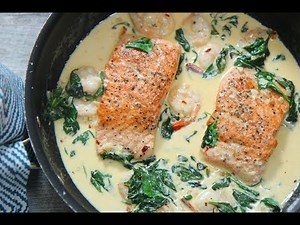 Creamy Garlic Salmon and Shrimp episode 385