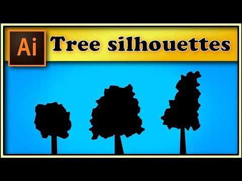 🌳Tree silhouette illustrator tutorial. How to make simple tree shape without any reference🌲🌲🌲 (2020)
