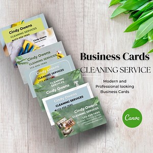 Cleaning Service Business Card Template | Editable on Canva | Professional Cleaning Business Card Bundle of 7 Size 3.5 X 2 Inches - Etsy