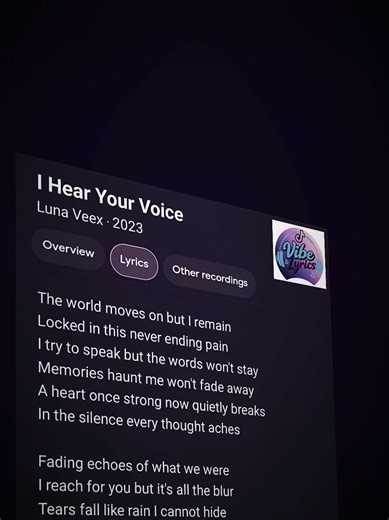 I Hear Your Voice in Passing Cars 🎧🎶 song by Luna Veex ‧ 2023 #songlyrics #fyp #ihearyourvoiceinpassingcars #musikviral #vibe_lyrics841