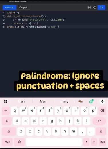 Palindrome ignoring punctuation & spaces