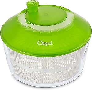 Ozeri Italian Made Fresca Salad Spinner and Serving Bowl, BPA-Free, Green, 4.4 qt