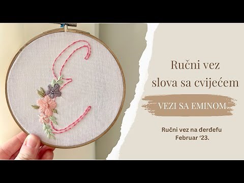 Ručni vez na đerđefu/ručni vez slova sa cvijećem na platnu