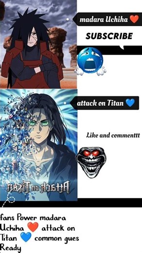 Madara Uchiha vs Attack on Titan | Shinobi Power Meets Titan Rage 💥🔥#shorts