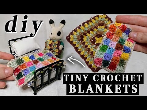 DIY Micro Crochet Granny Square Blankets | Dollhouse Update + FREE PATTERN 🧶