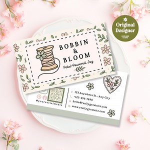 Sewing Business Card Template, Editable Canva Template for Seamstress Branding, Small Business Card, DIY Printable Business Card - RAE - Etsy