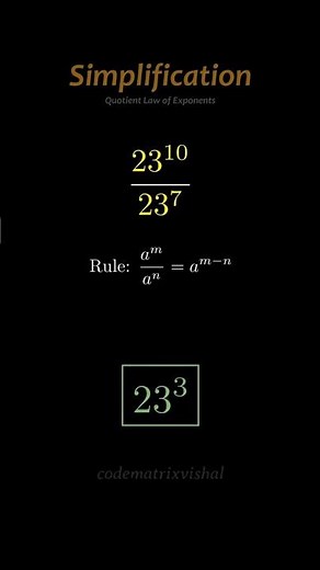 Simplification Using Quotient Law of Exponents | Power Rules Explained | Class 10 #maths #exponents