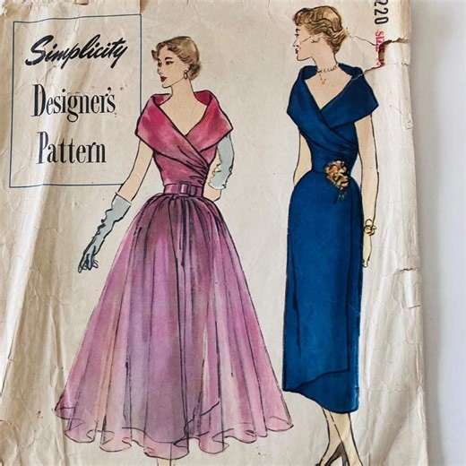 Rare 1949 New Look Style Evening Dress With Overskirt Simplicity Designer Pattern 8220 B34 CC - Etsy