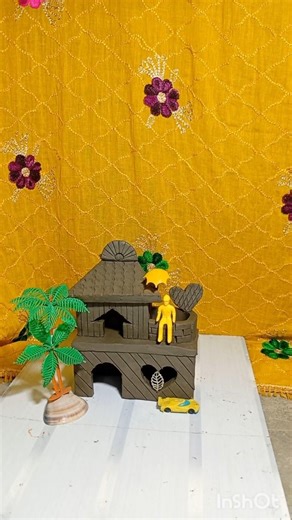 Miniature Diya Small Clay Mud House Making with natural clay#mudhouse #diy #creativeclayideas#arts#