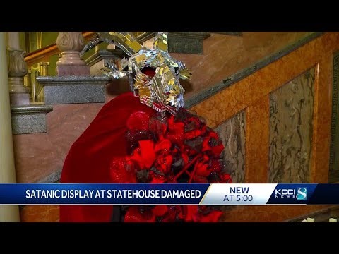 Satanic Temple's display inside Iowa Capitol building damaged