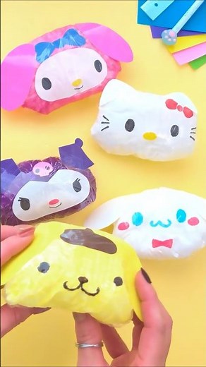 【DIY】お家の材料で出来る‼️ポムポムプリンのスクイーズ💙 #折り紙 #スクイーズ #ポムポムプリン #pompompurin #sqeezie