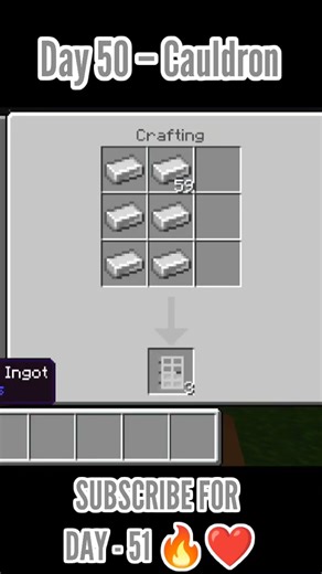 Minecraft Crafting | Day 50 – Cauldron 🔥😍 #minecraft #mcpe #shorts