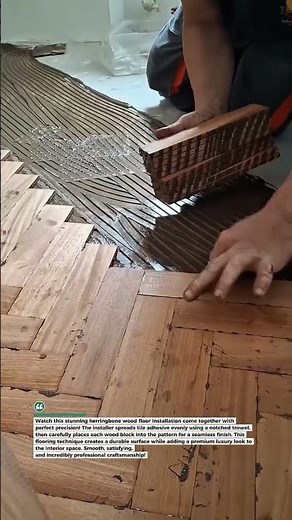 Perfect Herringbone Wood Floor Installation! #flooring #woodworking #renovation