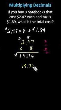 Decimal Operations Application: Finding a Total Cost (Product and Sum) #maths #math