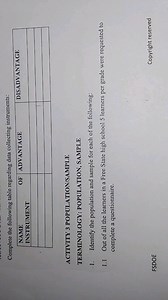 Complete the following table regarding data collecting instrume... | Filo