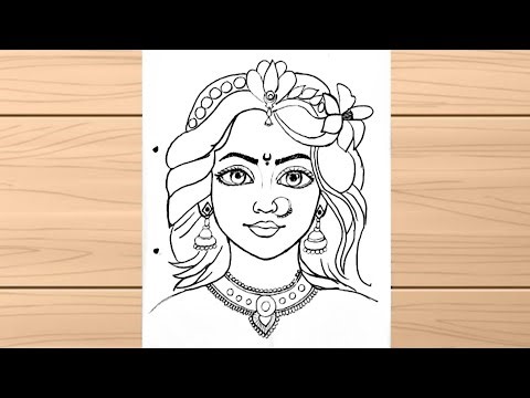 Radha ji ka simple drawing easy step by step || Radha Krishna pencil drawing