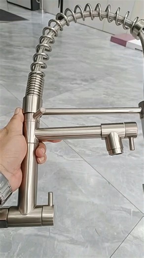 Modern Single Handle Kitchen Sink Faucet Commercial Pull Down Spring Faucet Single Cold Water Brushed Kitchen Faucet