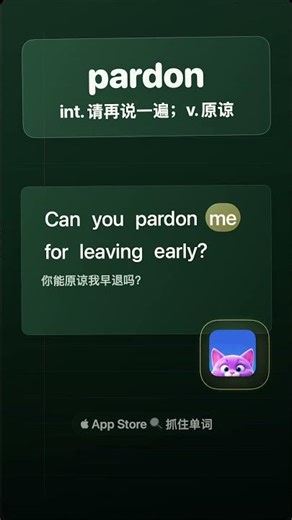 学单词「pardon」int 请再说一遍；v 原谅