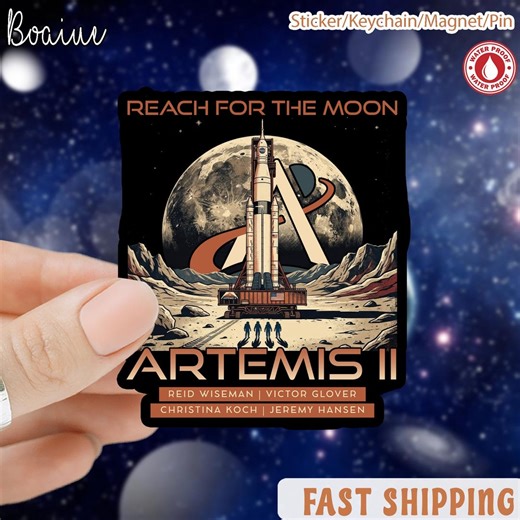 Artemis II Patch Sticker, Spaceship Retro Sticker, Space Logo Decal, Waterproof Vinyl, Laptop Water Bottle Car, Gift for Space Lovers - Etsy