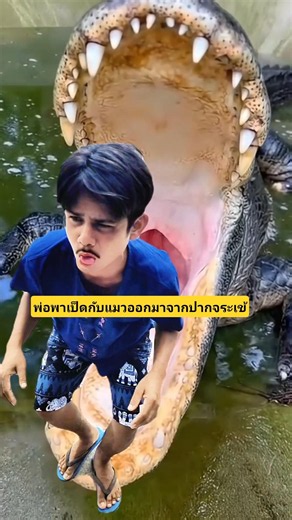 พ่อผ่าเป็ดกับแมวออกมาจากปากจระเข้มันคืออะไรยังไงเนี่ย🤔😆 #บังเอิญเจอ #funny #comedy #การแสดงเท่านั้น