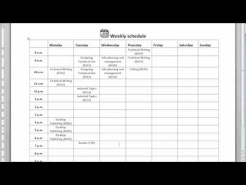 How to create a weekly schedule