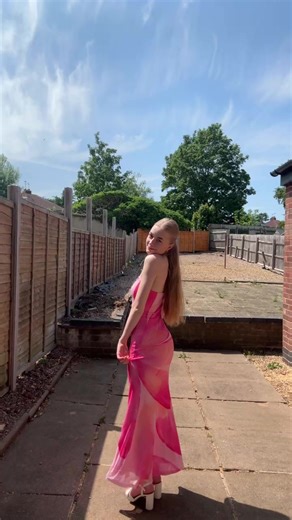 🩷🧡🩷 #ball #sportsball #summerball #balldress #prom #promdress #uniball #pinkdress #pinkorange #wlw #fyp #foryou