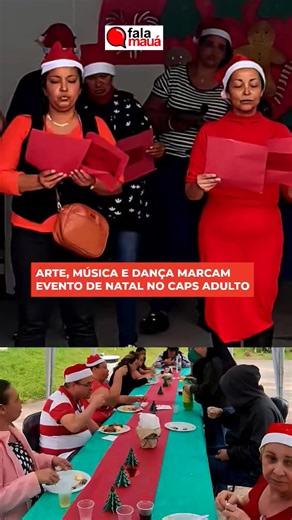 EVENTO DE NATAL NO CAPS ADULTO DESTACA A IMPORTÂNCIA DO CUIDADO EM SAÚDE MENTAL O CAPS Adulto de Mauá realizou uma confraternização natalina que reuniu usuários e profissionais em um momento de celebração, acolhimento e fortalecimento de vínculos 🤝✨. O evento contou com apresentações artísticas desenvolvidas nas oficinas terapêuticas ao longo do ano, como coral, dança e trabalhos manuais, destacando o protagonismo dos participantes e a arte como ferramenta de cuidado 🎶🎨. Em um período marcado