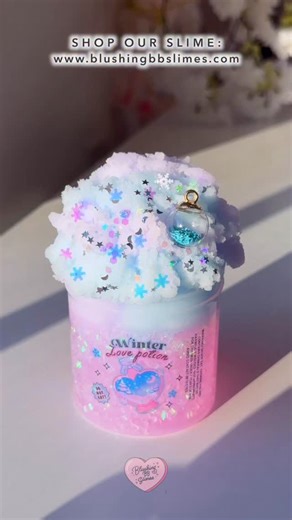 BlushingBB Slimes 💖 on Instagram: "❄️💘 winter love potion 💘❄️ ♥ type: bingsu-sugar x icee “float” ♥ add-ins: assorted glitter; glass ball charm (random color) ♥ scent: lightly scented sweet rose water ♥ available our next drop: Sat 12/27 @ noon ET 💖 ♡ youtube: http://youtube.com/blushingbb tiktok: @blushingbb_slimes shop: http://www.blushingbbslimes.com restocks every saturday @ noon et"